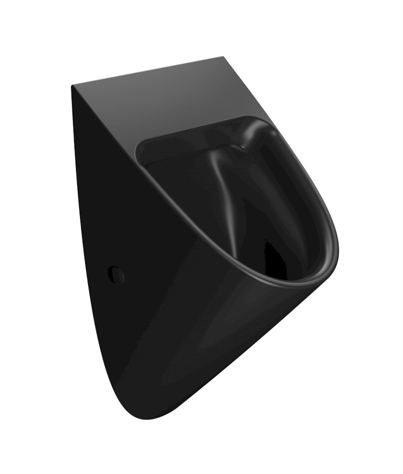 COMMUNITY urinál se zakrytým přívodem vody, Rimless, 31x54,5cm, černá mat 769526