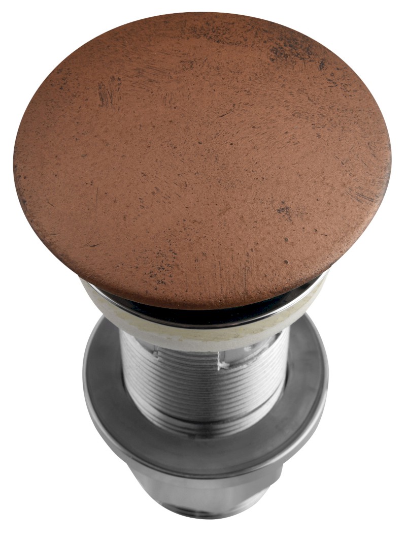 Umyvadlová výpust 5/4“, click-clack, betonová zátka, 10-80mm, měď mat FG920