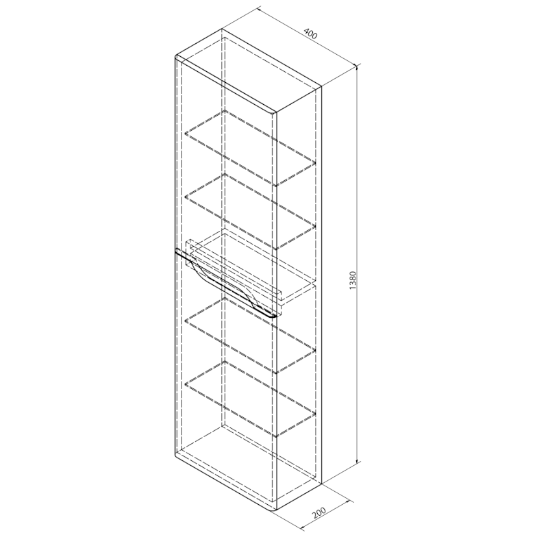 MEDIENA skříňka vysoká 40x140x20cm, 2x dvířka, levá/pravá, bílá mat/dub natural MD452