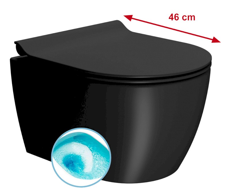 PURA SHORT závěsná WC mísa, Swirlflush, 35x46cm, černá dual-mat 880226