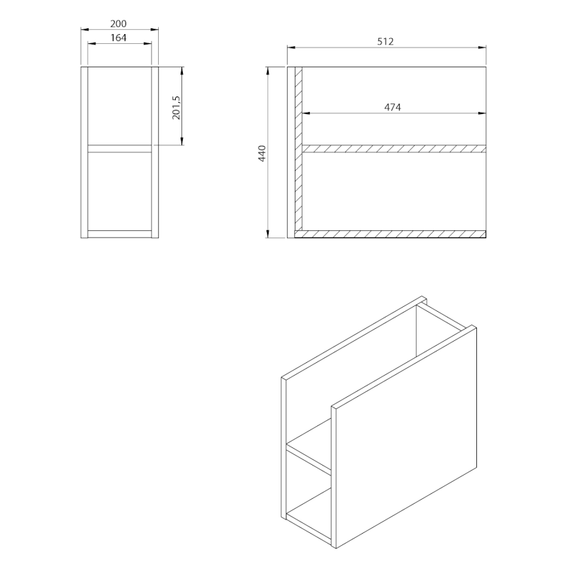 LOREA skříňka spodní policová 20x44x51,2cm, dub alabama LE020-2222