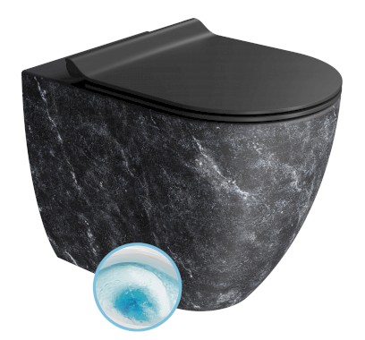 ALTACERAMICA WC mísa stojící, Swirlflush, 36x55cm, spodní/zadní odpad, mramor/černá mat AC20336