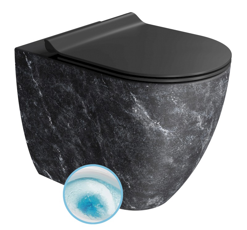 ALTACERAMICA WC mísa stojící, Swirlflush, 36x55cm, spodní/zadní odpad, mramor/černá mat AC20336