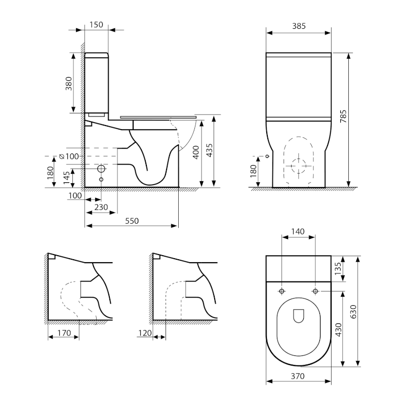 JALTA WC kombi, Rimless, spodní/zadní odpad, bílá PB103RW