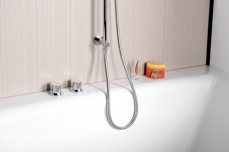 Sprchová tyč s vývodem vody, posuvný držák, kulatá, 720mm, chrom 1202-08