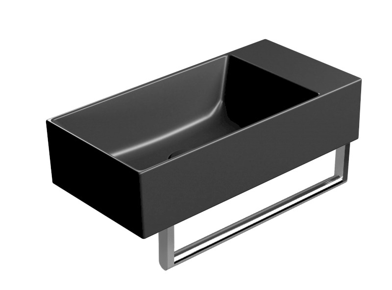 KUBE X keramické umývátko 50x25cm, bez otvoru, pravé/levé, černá mat 9486026