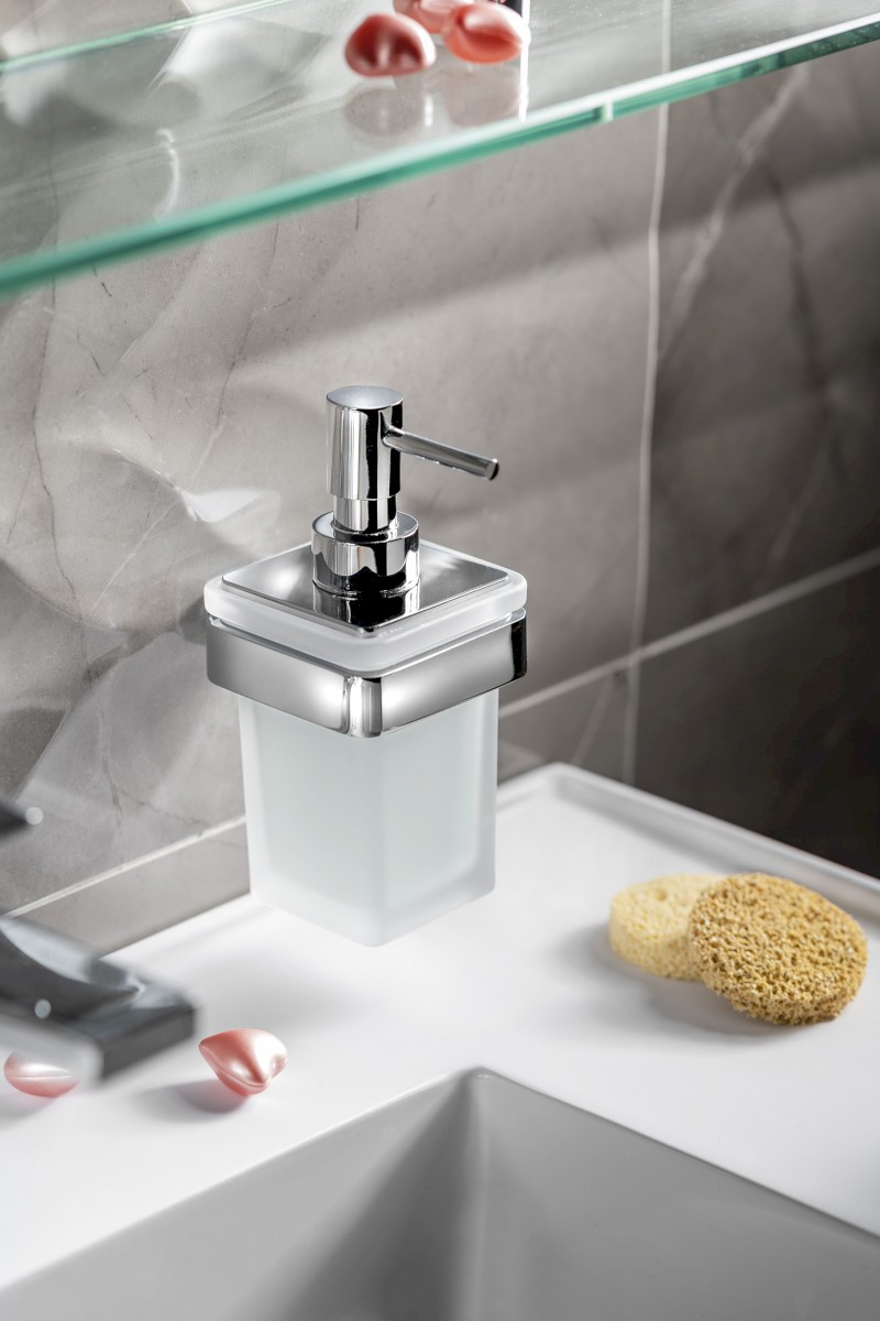 SAMOA dávkovač mýdla 170 ml, mléčné sklo, chrom A88113