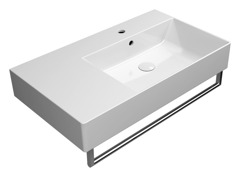 KUBE X keramické umyvadlo 80x47cm, s odkládací plochou vlevo, bílá ExtraGlaze 9457111