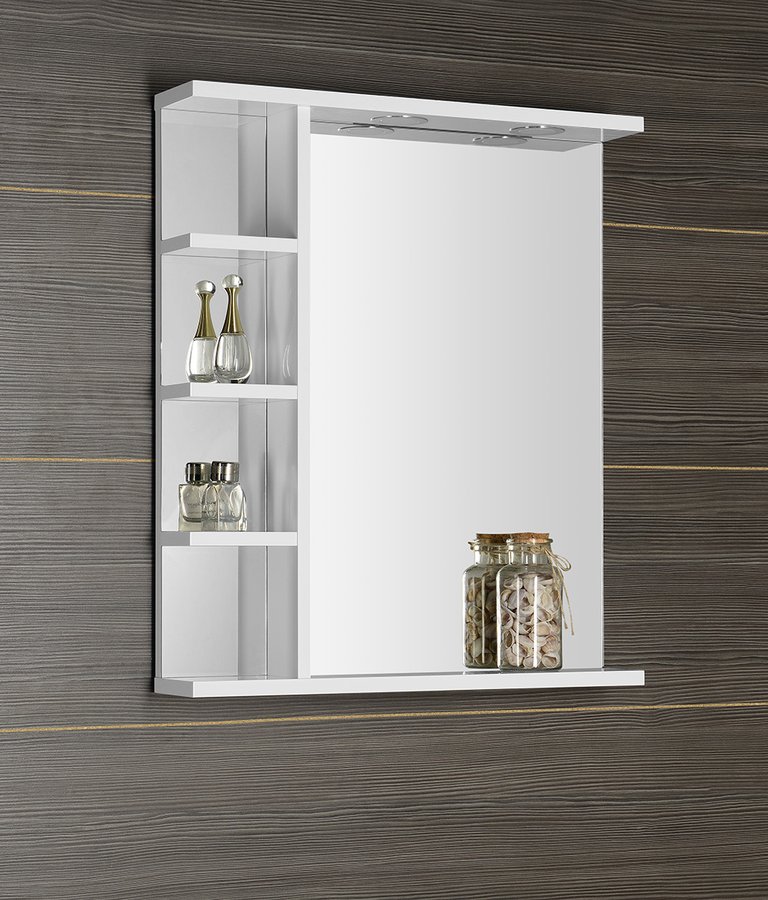 KORIN zrcadlo s LED osvětlením a policemi 60x70x12cm KO370