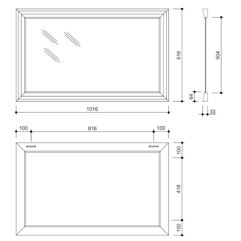DEGAS zrcadlo v dřevěném rámu 61,6x101,6cm, černá/starobronz NL731