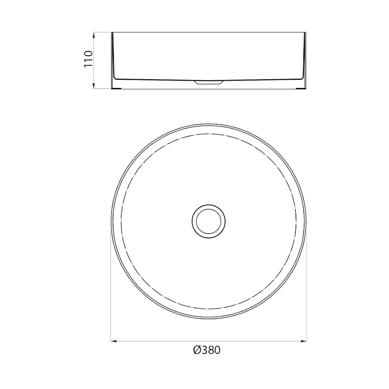 AURUM nerezové umyvadlo na desku, průměr 38 cm, včetně výpusti, tepané, měď mat AU301-T
