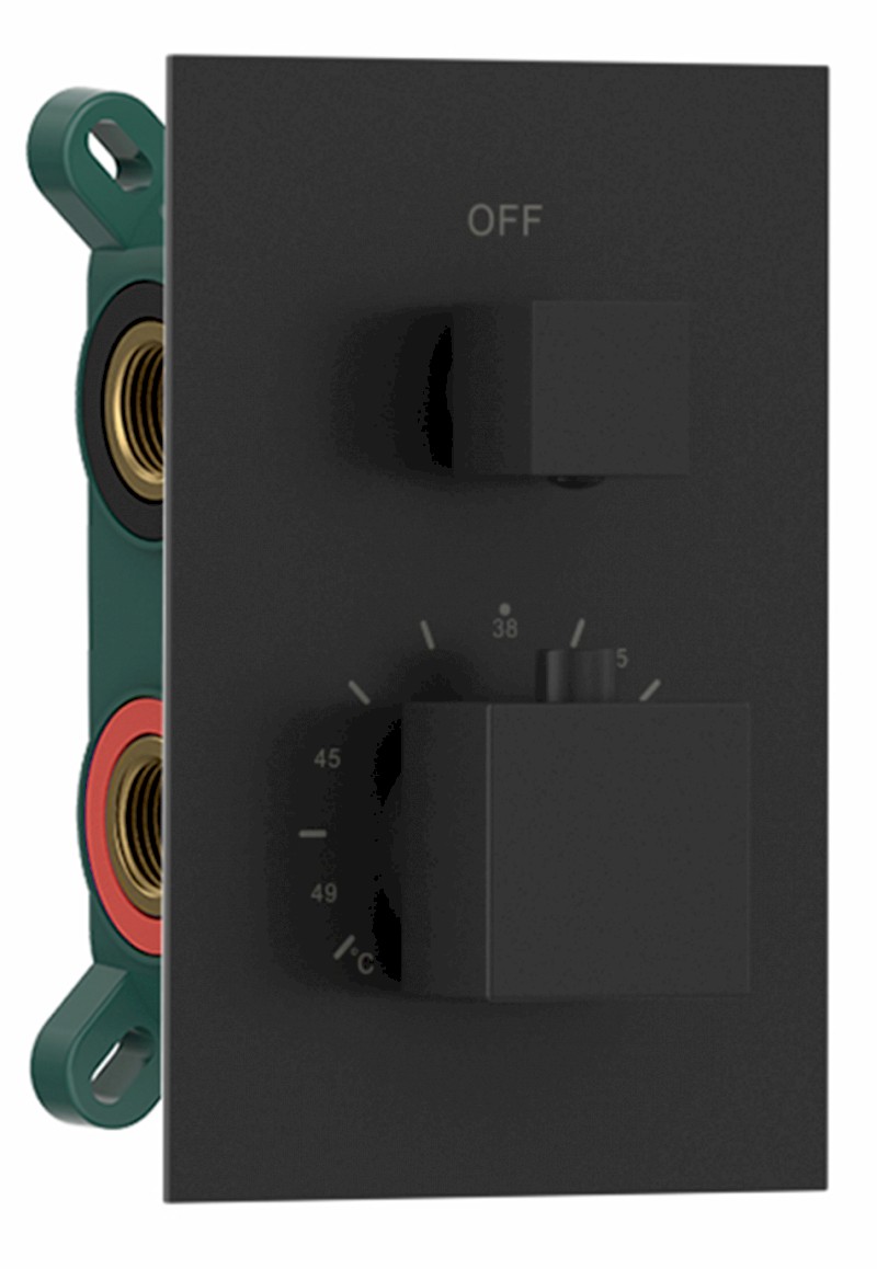 Podomítková sprchová termostatická baterie, box, 2 výstupy, černá mat 1102-32B