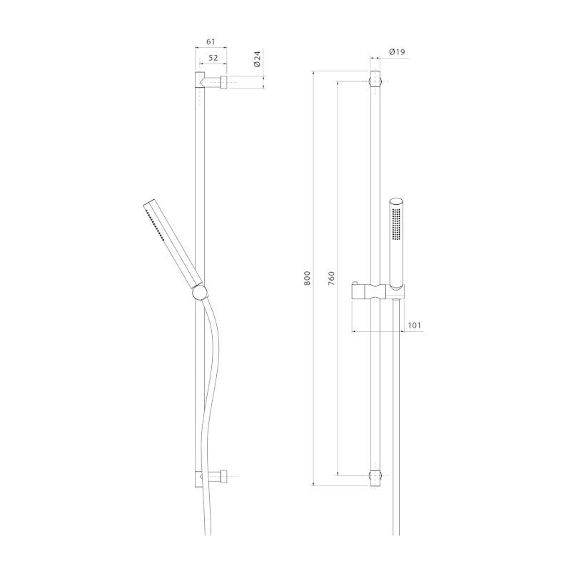 Sprchová souprava, posuvný držák, 800mm, zlato mat SC716G