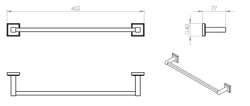 COLORADO držák ručníků 450mm, chrom 692145