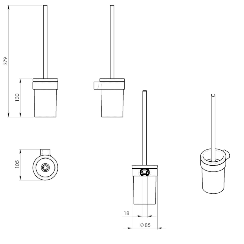 PIRENEI WC štětka závěsná, mléčné sklo, zlato mat PI330388