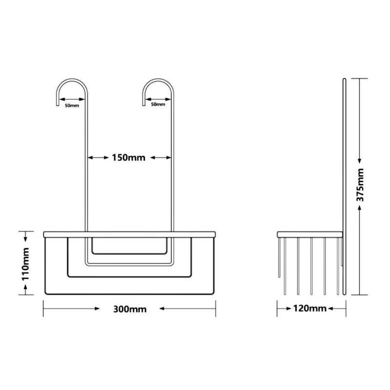 SMART police do sprchy závěsná, na baterii, 300x375x120 mm, černá mat 248914