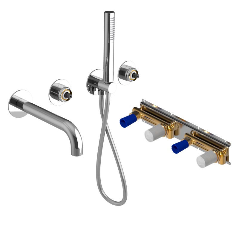 ULTRAMIX tělo podomítkové vanové baterie s hubicí a ruční sprchou, 2 výstupy, chrom UT093-1