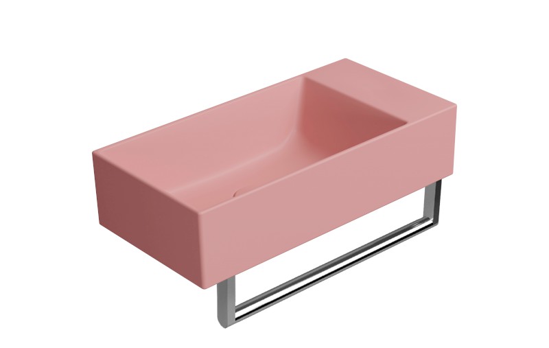 KUBE X keramické umývátko 50x25cm, broušená spodní hrana, bez otvoru, pravé/levé, blush mat 94869024