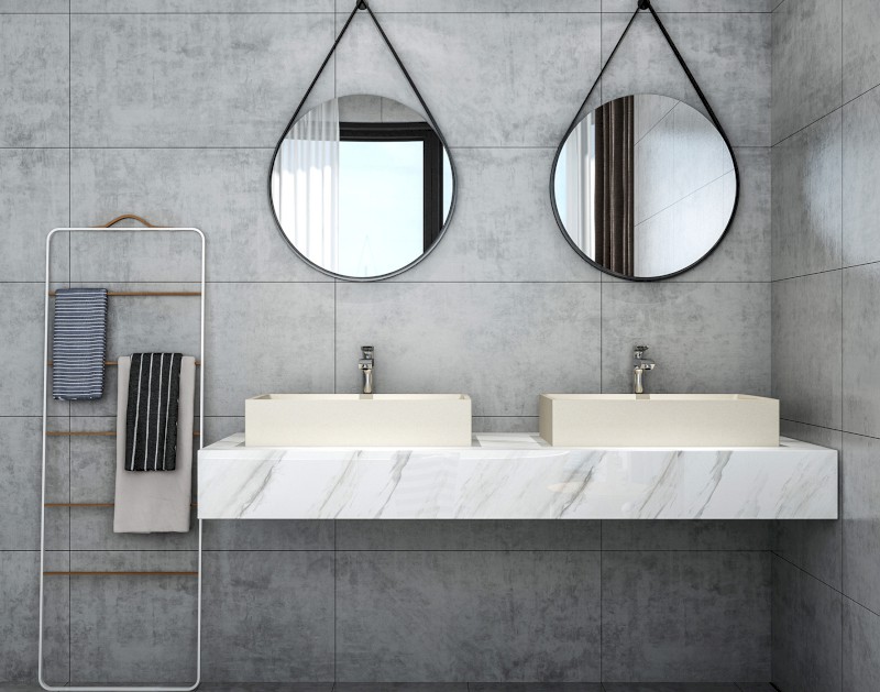 TARANT betonové umyvadlo včetně výpusti, 58x36cm, bílý pískovec AR472