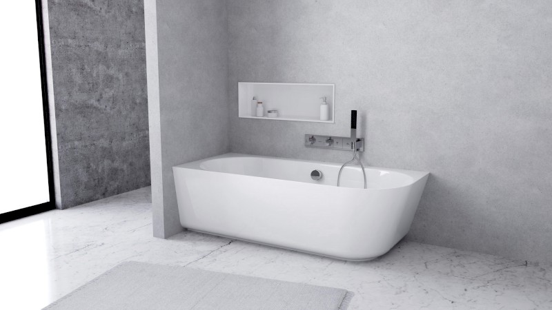 SUSSI L rohová stojící vana, litý mramor 170x70x49,5cm, bílá 90177L