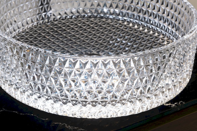 MARAGUA skleněné gravírované umyvadlo na desku Ø 39,5cm, čirá TY214CL