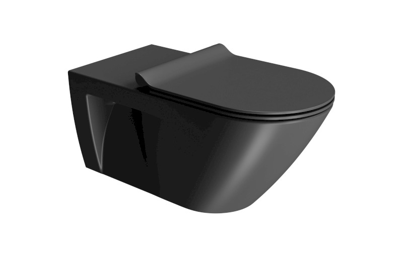 COMMUNITY závěsná WC mísa, Swirlflush, 36x70cm, černá dual-mat 761526