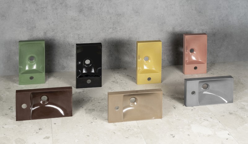 AGOS betonové umývátko 40x22cm, levé/pravé, růžová pololesk AS40021