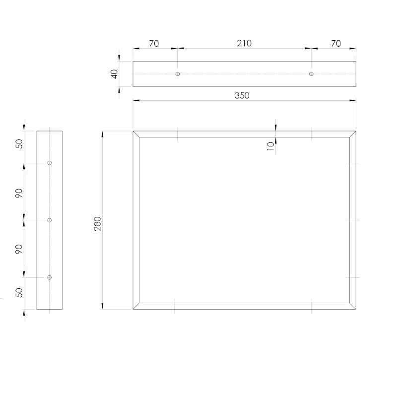 Podpěrná konzole 350x280x40mm, lakovaná ocel, černá mat, 1 ks 30375