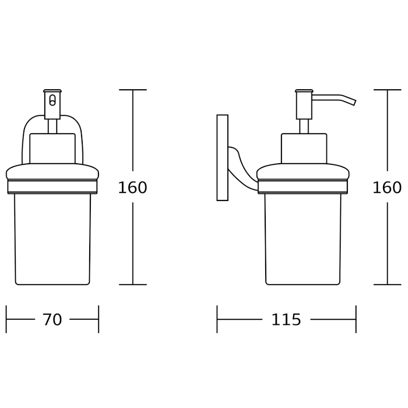 RUMBA dávkovač mýdla 160ml, mléčné sklo, chrom RB119
