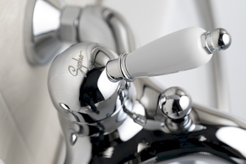 KIRKÉ WHITE nástěnná vanová baterie, bílá páčka, chrom KI10BC