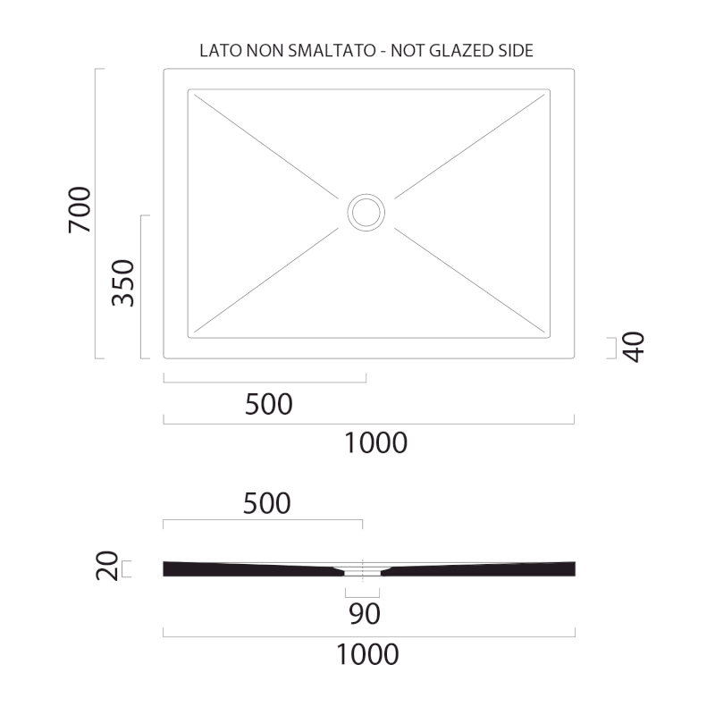 Keramická sprchová vanička, obdélník 100x70x2cm, agave mat 46100704