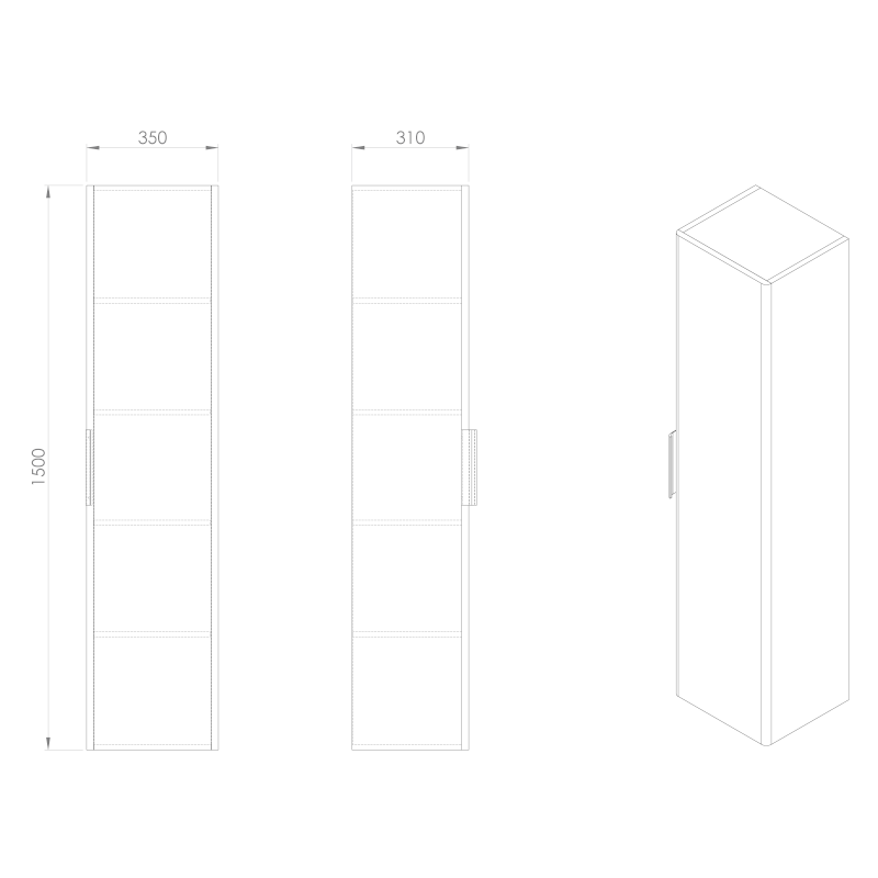 DENEB skříňka vysoká 31x150x35cm L/P, bílá mat DN180