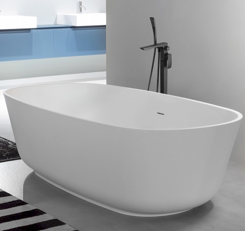 GINKO vanová baterie s připojením do podlahy, černá mat 1101-21B