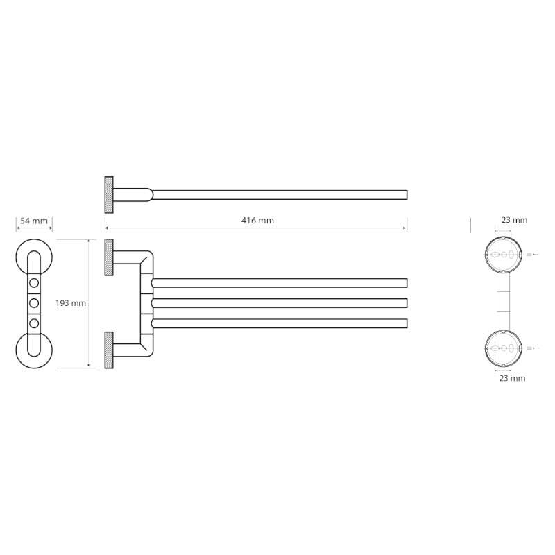 LARISSA trojitý držák ručníků otočný 350mm, černá/měď mat WS022BC