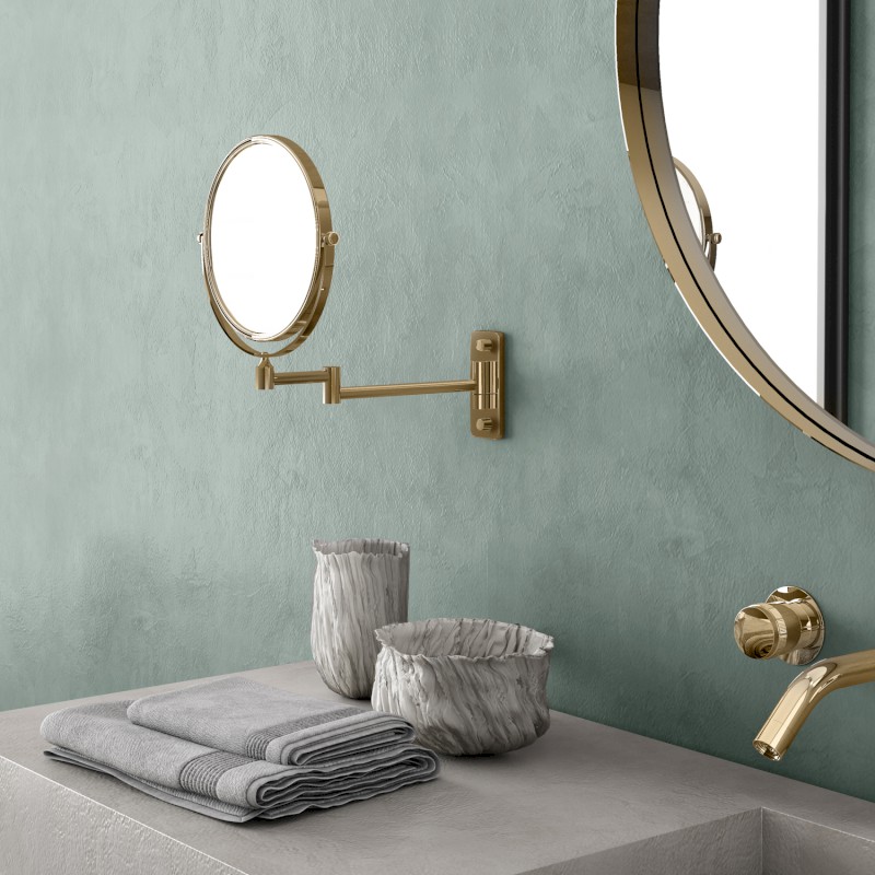 GAIA kosmetické zrcátko závěsné, Ø 180mm, oboustranné, zlato mat CO202488