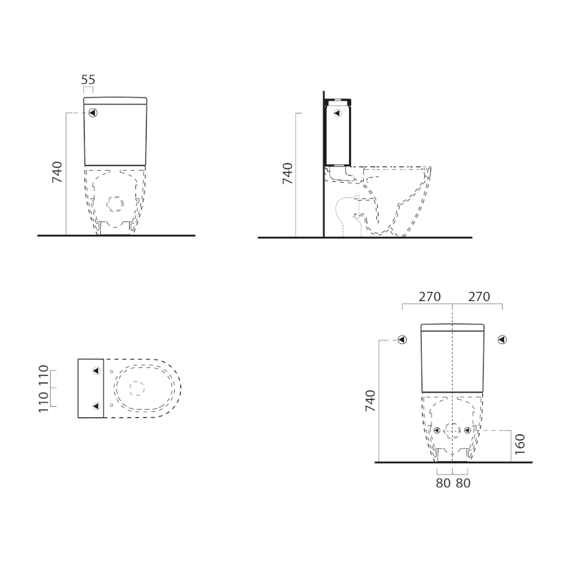 PURA nádržka k WC kombi, černá mat 868126
