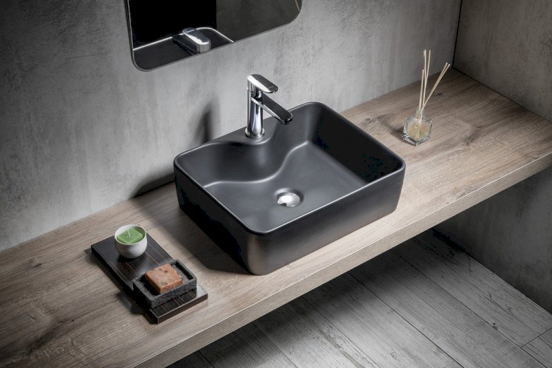 BALENA keramické umyvadlo na desku, 48x37cm, černá mat BH7013B