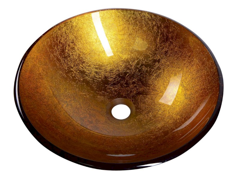 AGO skleněné umyvadlo na desku Ø 42cm, zlatě oranžová 2501-19