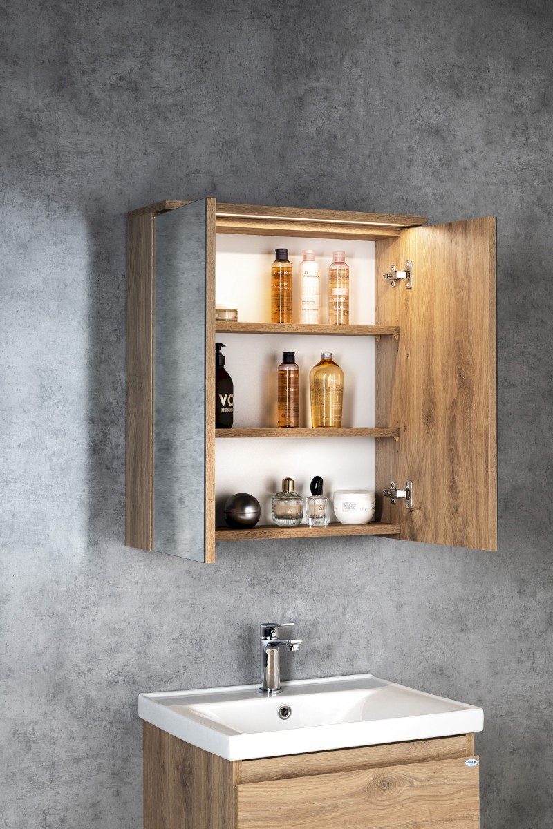 KAWA STRIP galerka s LED osvětlením 60x70x22cm, dub emporio WGL36S