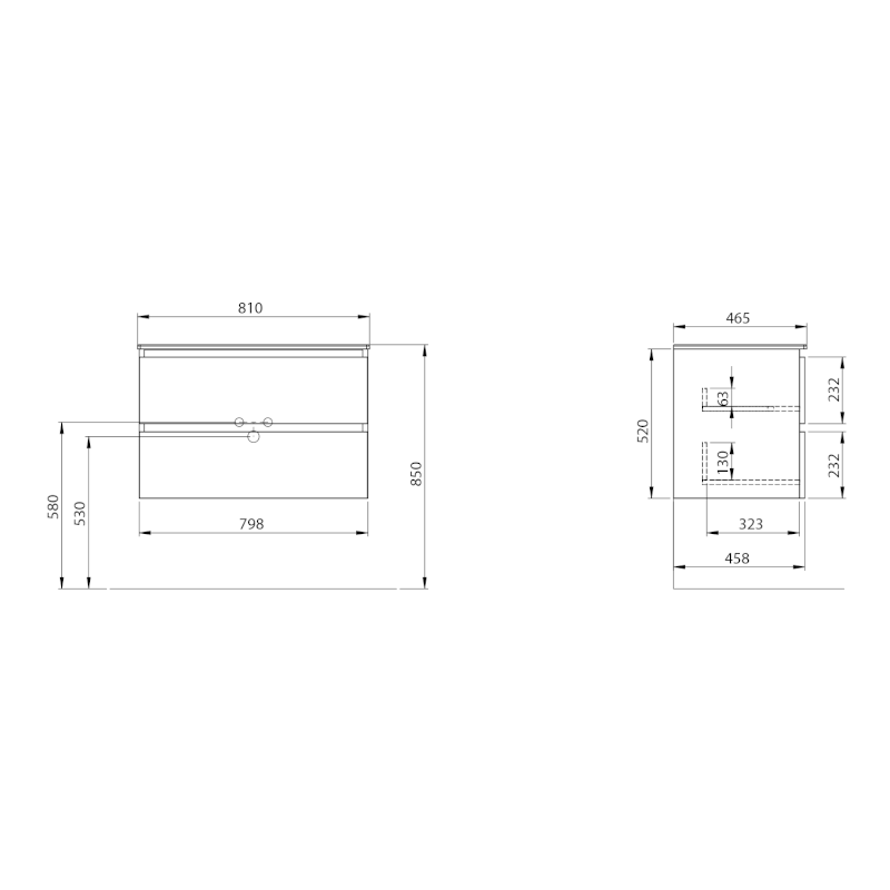 EZARA umyvadlová skříňka 79,8x52x46cm, dub stříbrný EZ801-1111