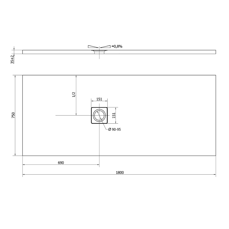 FLEXIA vanička z litého mramoru s možností úpravy rozměru, 180x75cm 71532