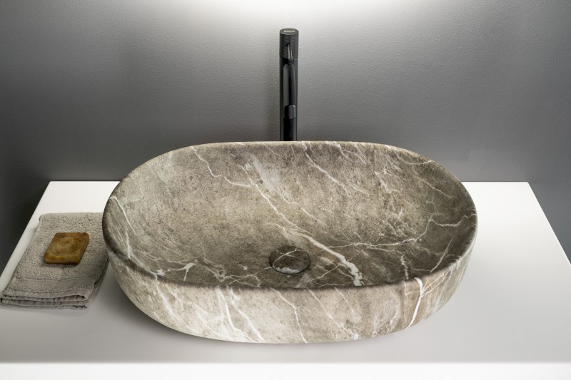 CALEO keramické umyvadlo na desku, 60x42cm, breccia mramor CA590BM