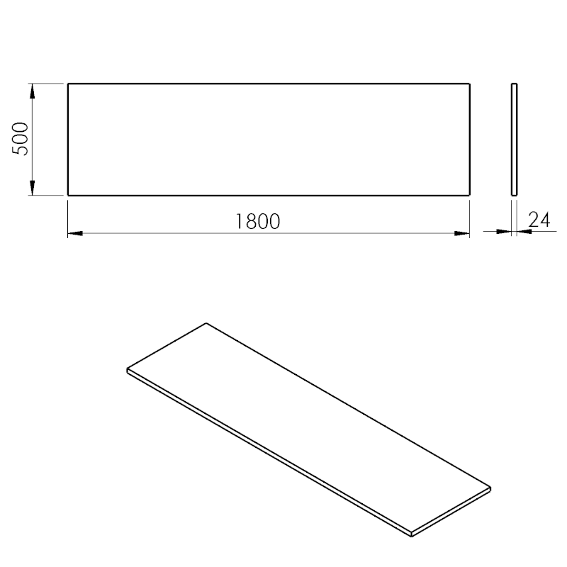 PLATO deska Rockstone 1800x24x500mm, bílá mat PL180-0101
