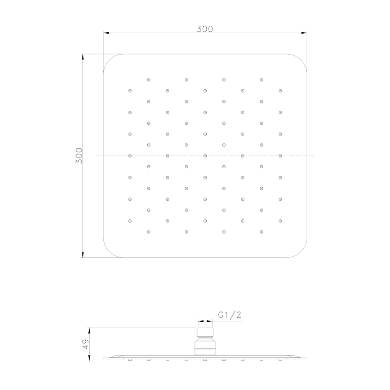 SLIM hlavová sprcha, 300x300mm, zlato mat SL101GB
