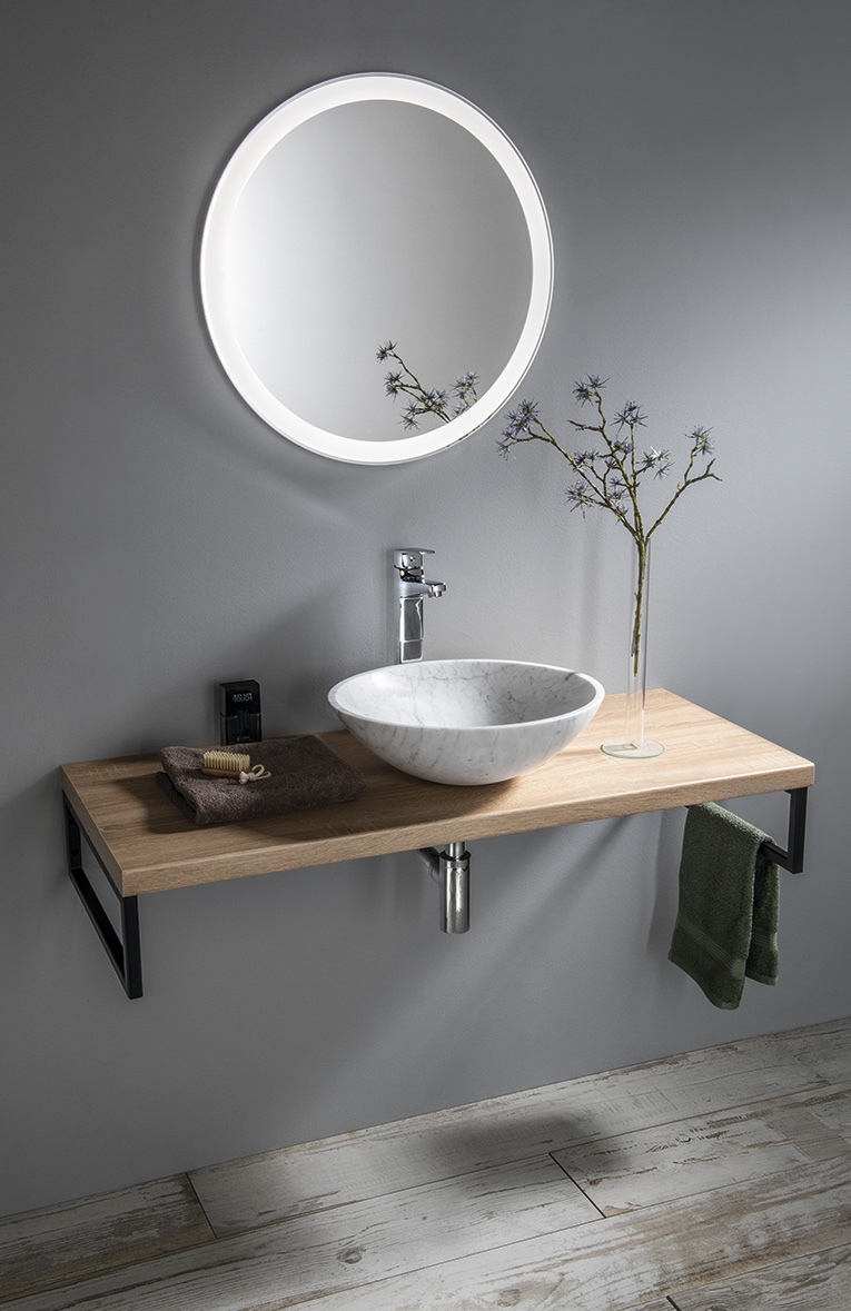 BLOK kamenné umyvadlo na desku Ø 42cm, bílá carrara mat 2401-42