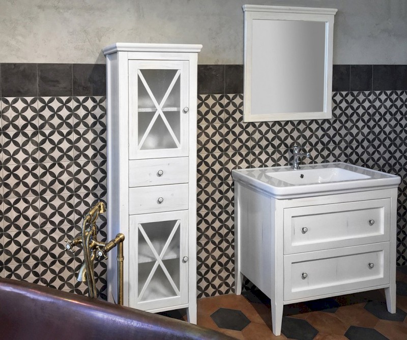 CROSS skříňka vysoká 49x170x39cm, levá, starobílá CR214