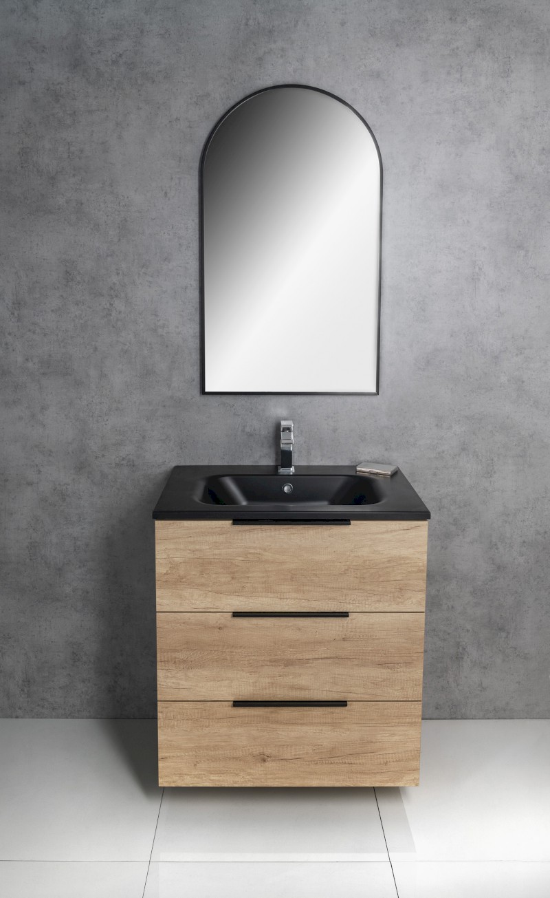 CIRASA umyvadlová skříňka 59,2x75x46cm, 3x zásuvka, dub stříbrný CR631-1111