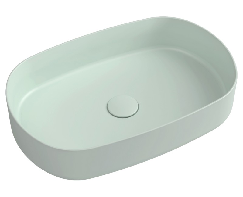 INFINITY OVAL keramické umyvadlo na desku, 55x36cm, zelená mint 10NF65055-2T