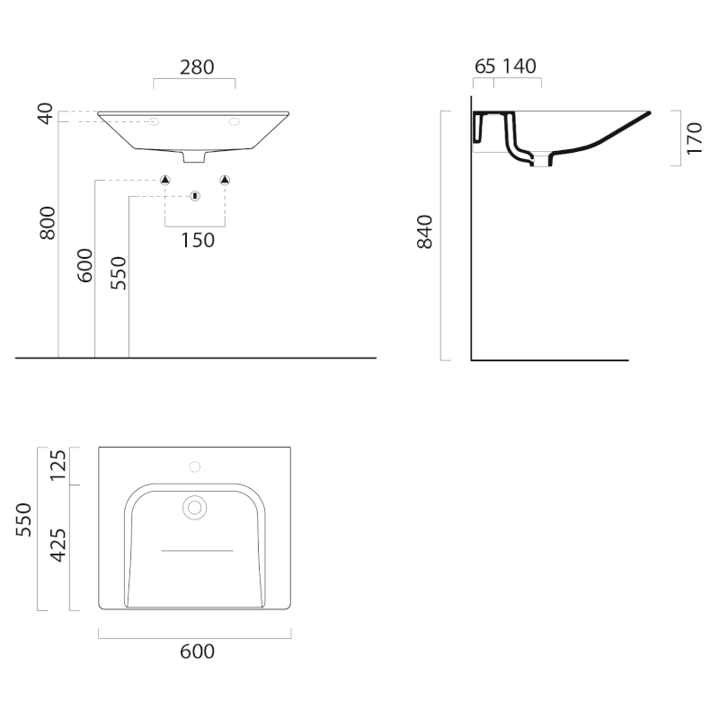 COMMUNITY keramické umyvadlo 60x55cm, bez přepadu a otvoru, bílá ExtraGlaze 7634011