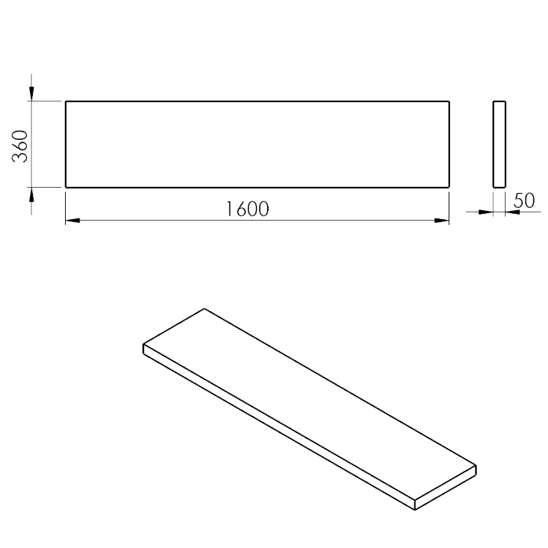 AVICE deska pod umyvadlo 160x36cm, tl.5cm, old wood AV1668
